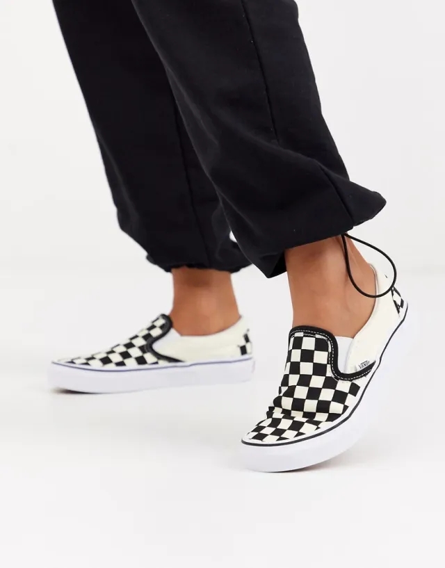 Vans - Checkerboard Classic Slip-On Shoes, Man, Black