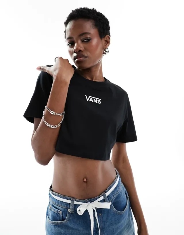 Vans - Flying V Crew Crop T-Shirt, Woman, Black