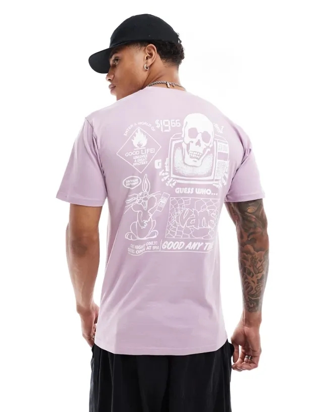 Vans Short Sleeve T-Shirt With Back Print In Lavender Mist-Purple