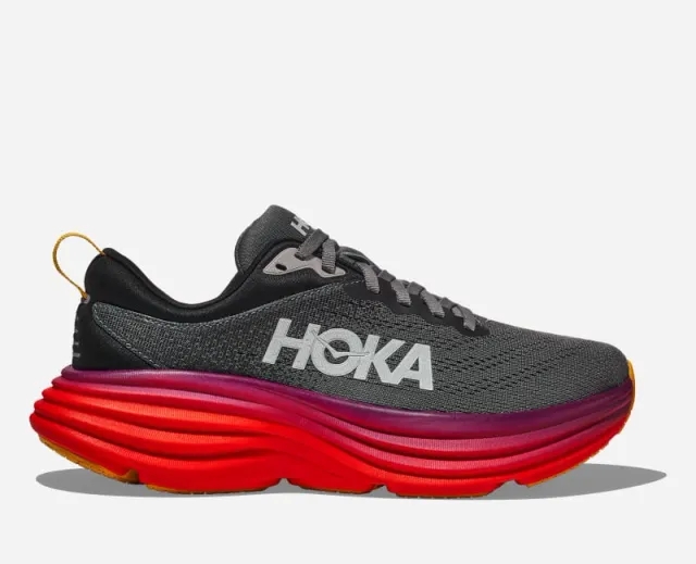 Hoka One One HOKA Men's Bondi 8 Road Running Shoes in Castlerock/Fiesta