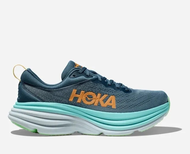 Hoka One One HOKA Men's Bondi 8 Road Running Shoes in Real Teal/Shadow