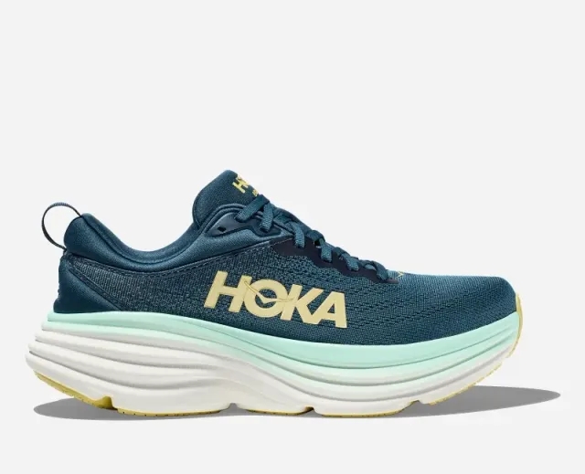 Hoka One One HOKA Men's Bondi 8 Road Running Shoes in Midnight Ocean/Bluesteel
