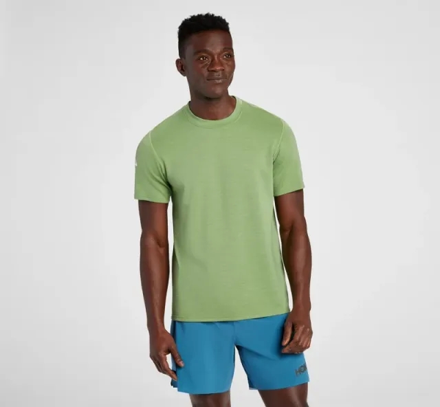 Hoka One One HOKA Men's Midweight Merino Blend Short Sleeve in Loden Frost