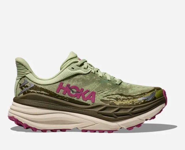 Hoka One One HOKA Women's Stinson 7 Trail Shoes in Seed Green/Beet Root