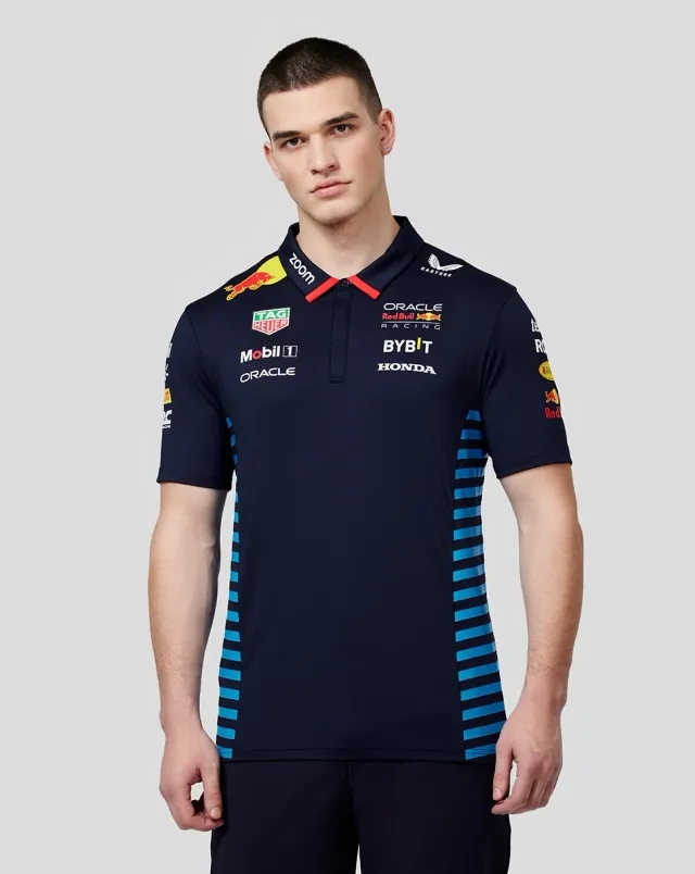 Castore Oracle Red Bull Racing Men's Official Teamline Short Sleeve Polo Shirt - Night Sky