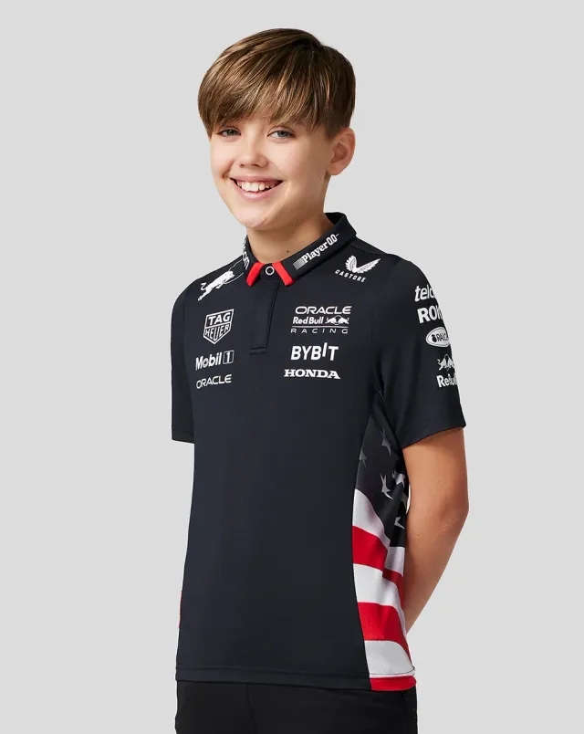 Castore Oracle Red Bull Racing Junior Official Teamline America Race Team Polo - Night Sky
