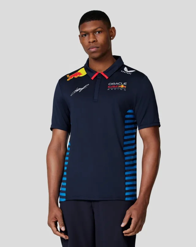 Castore Oracle Red Bull Racing Men's Official Teamline Short Sleeve Polo Shirt Checo - Night Sky