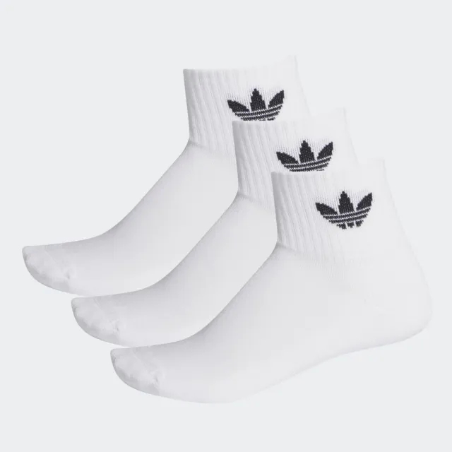 Adidas Originals 3 Pack Mid Ankle Socks In White-Grey