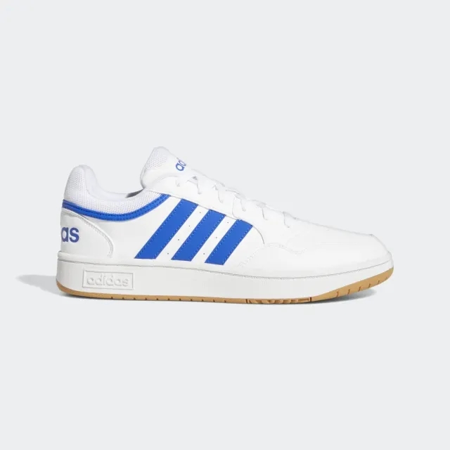 adidas hoops 3.0 trainers in white & blue