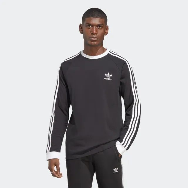 Adidas Originals 3-Stipe Long Sleeve T-Shirt In Black