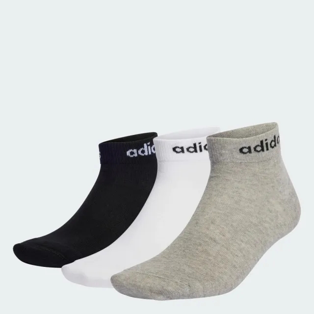 adidas Thin Mid Sports Socks Tri-Pack - Black/White/Grey