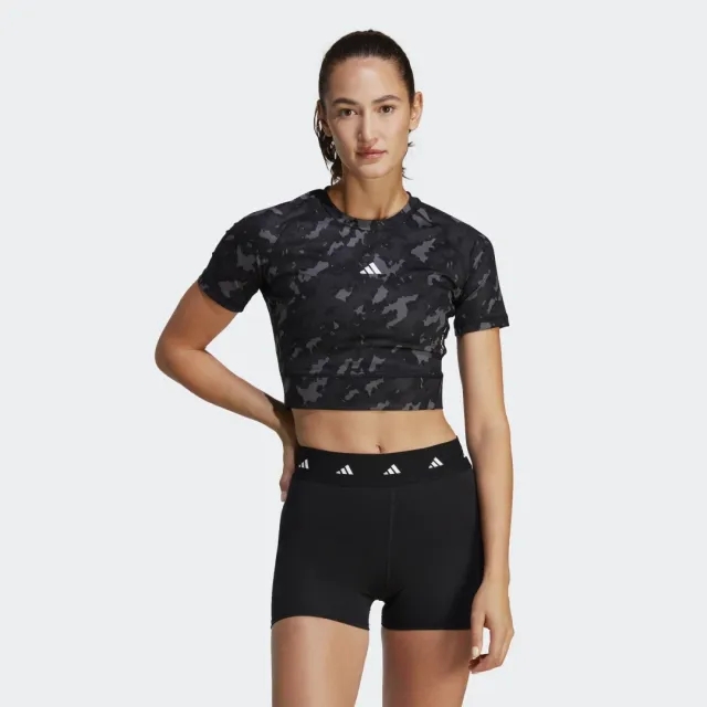 adidas Techfit Camo Print Crop Training T-Shirt