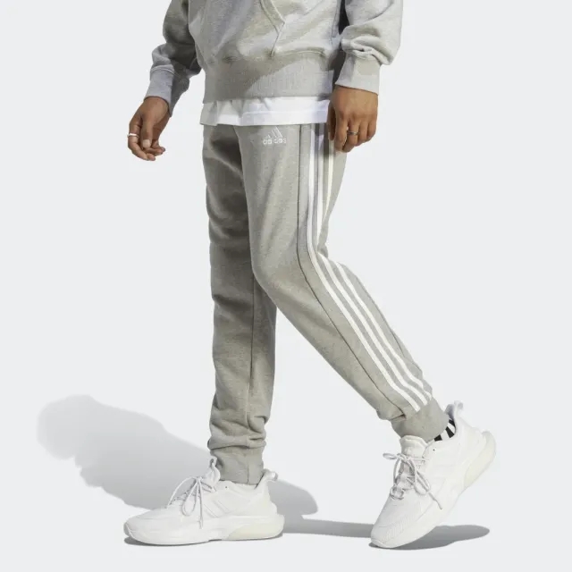 adidas  Essentials French Terry Tapered Cuff 3-Stripes Joggers  men's Sportswear in Grey
