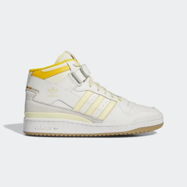 Adidas Originals Forum Mid Trainers In White/Yellow-Black