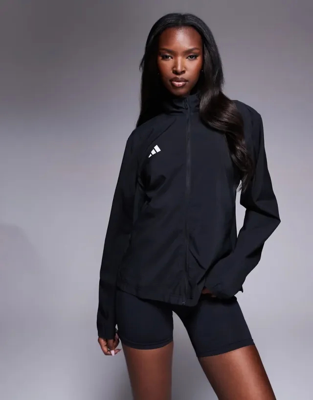 Adidas Running Adizero Jacket In Black