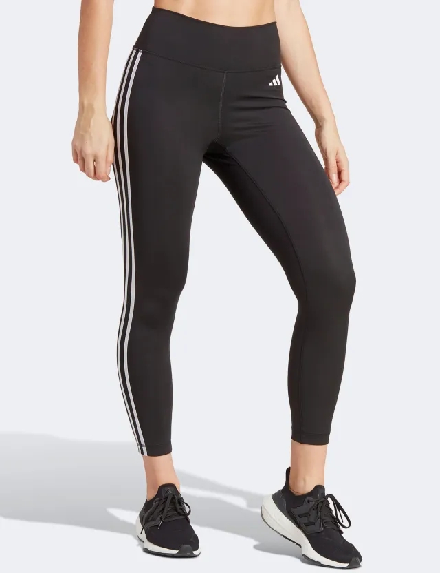 adidas Train Essentials 3-Stripes High Waisted 7/8 Leggings - Black - Size: Extra Large