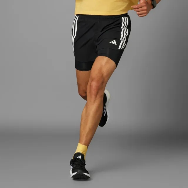 adidas Men Own The Run 3 Stripes 2 in 1 Shorts