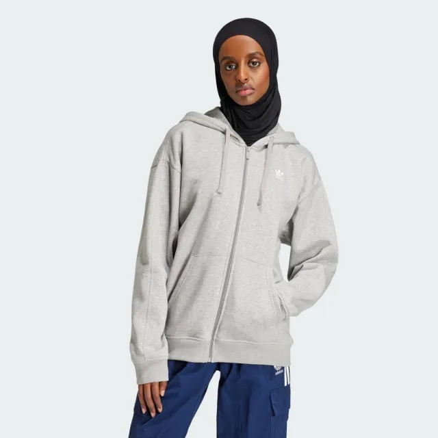 Adidas Originals Essentials Full-Zip Fleece Hoodie In Black