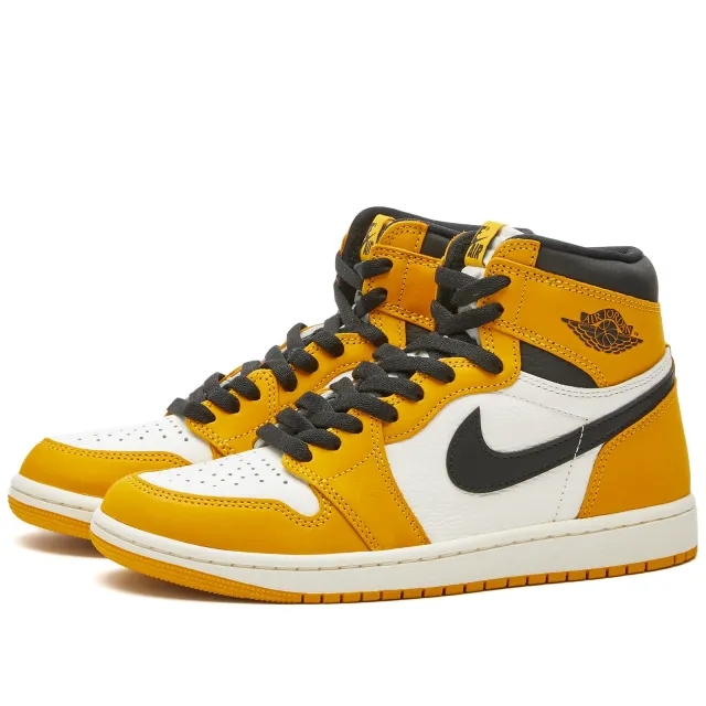 Nike Jordan Nike Mens Air Jordan 1 Retro High OG Yellow Top Sneakers