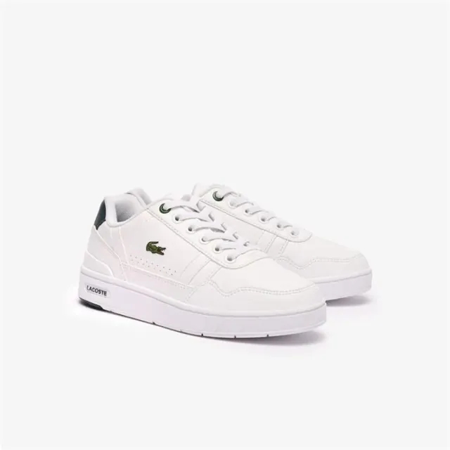 Lacoste Children's T-Clip Trainers - White & Dark Green