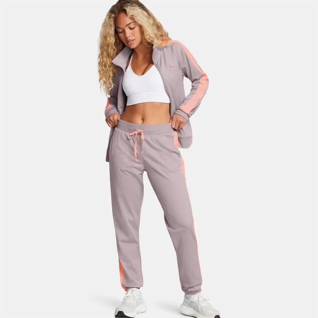 Women's  Under Armour  Tricot Tracksuit Tetra Gray / Flare Orange S