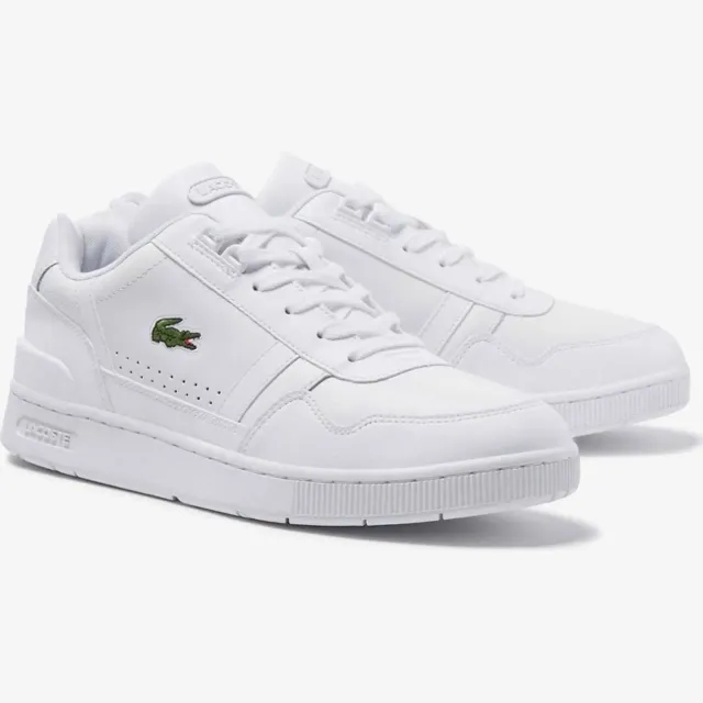 Lacoste Men's T-Clip Tricolour Leather and Suede Trainers - White, Navy & Red
