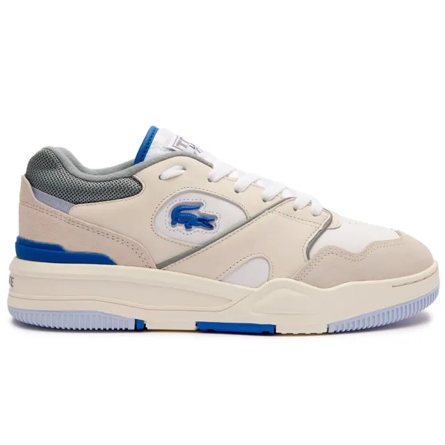 Lacoste Men's Lineshot Leather Logo Trainers - White & Light Blue