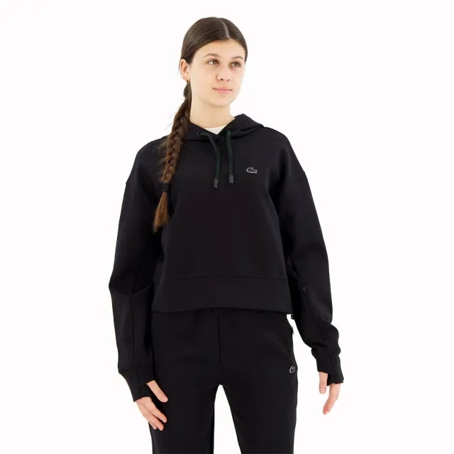 Lacoste Cropped Hoodie - Black