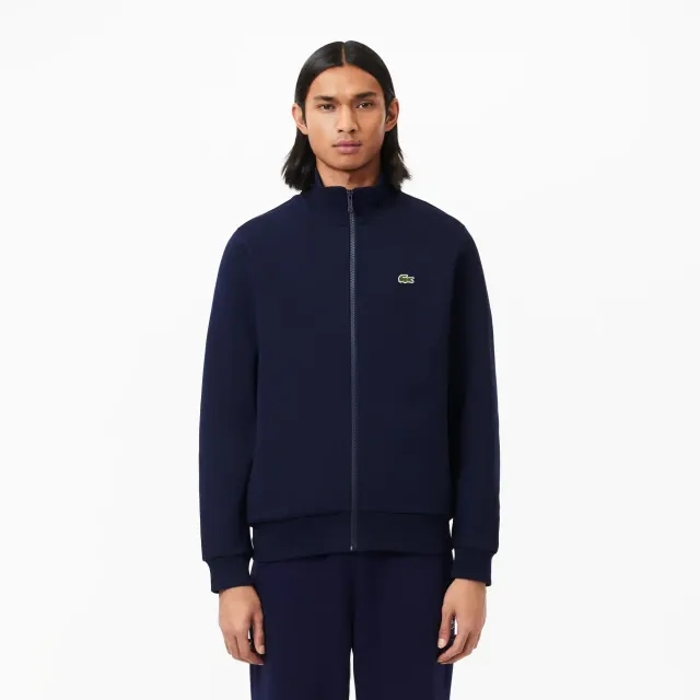 Lacoste Zip-Up High Neck Fleece Sweatshirt - Midnight Blue