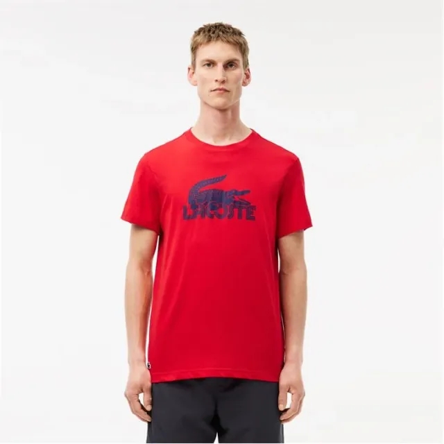 Lacoste Ultra Dry Cotton Sport T-shirt - Red / Navy Blue