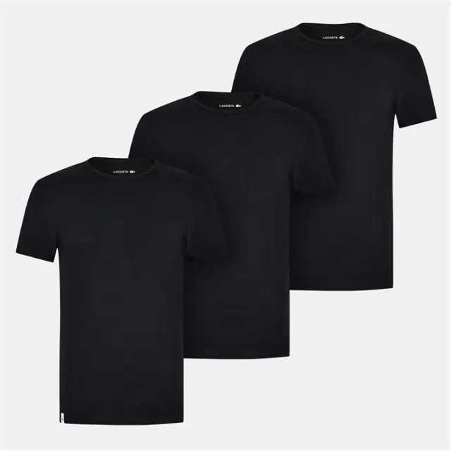 Lacoste 3-Pack Cotton Loungewear T-shirts - Black
