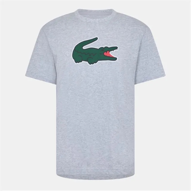 Lacoste Ultra-Dry XXL Logo Sport T-shirt - Grey Chine / Green / White