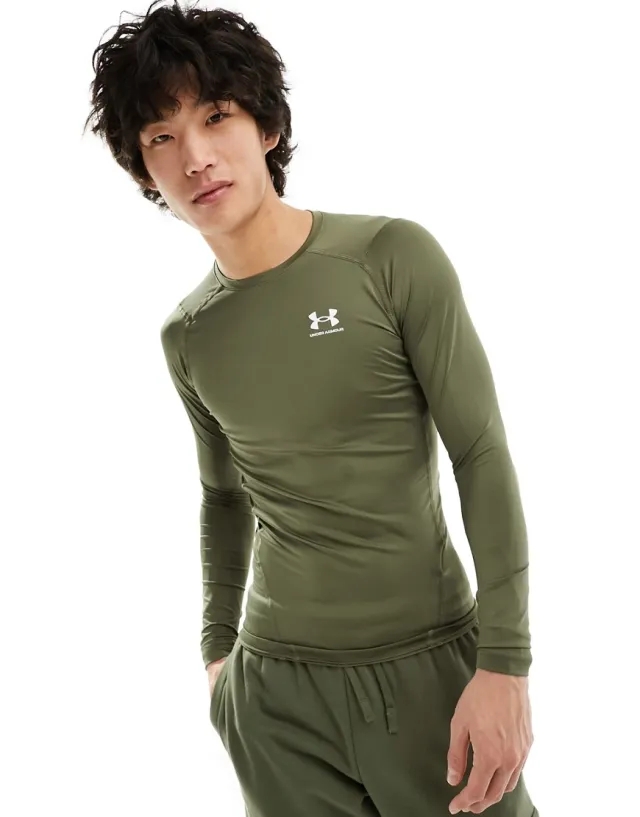 Under Armour Men's HeatGear® Long Sleeve Marine OD Green / White L