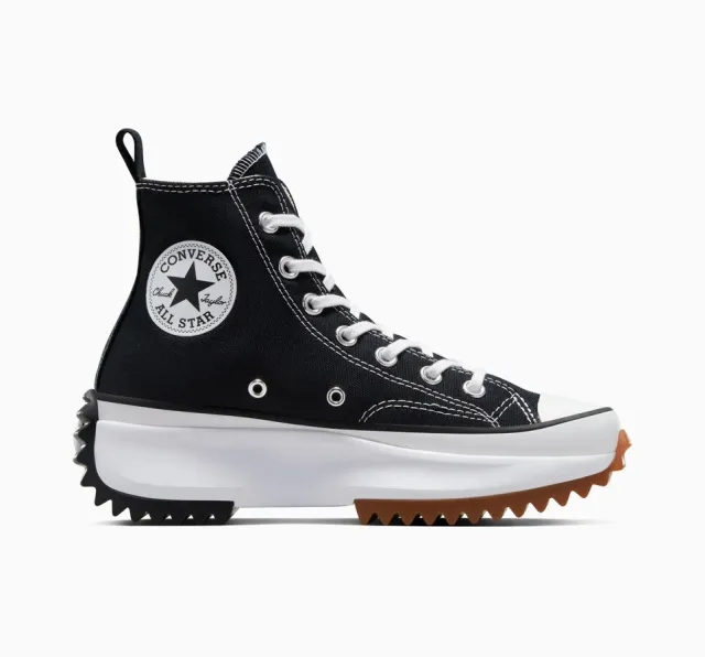 Converse run star hike hi trainers in black & white