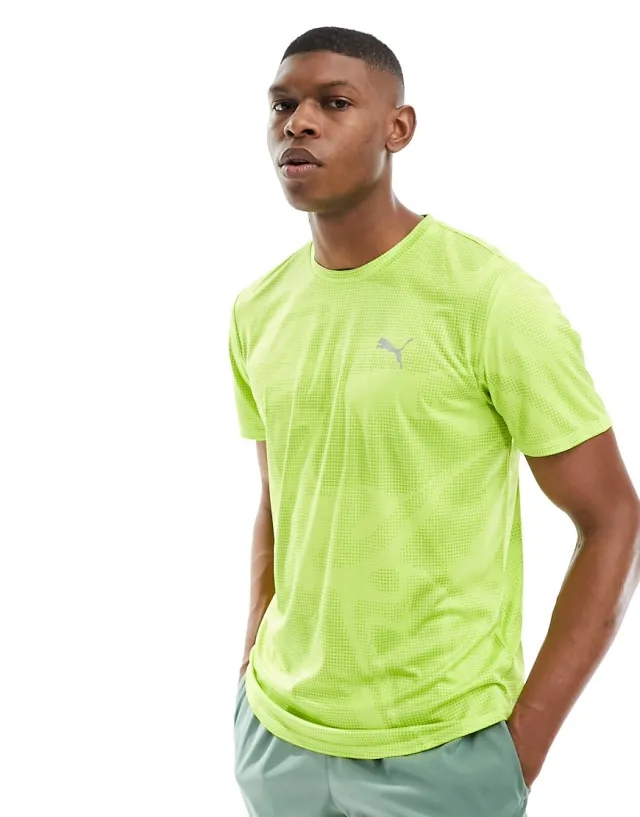 Puma Run Favourites short sleeve t-shirt in lime-Green
