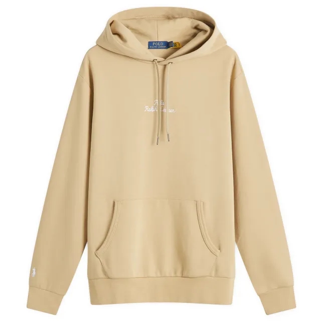 Polo Ralph Lauren Central Logo Double Knit Hoodie In Camel Co-Ord-Neutral