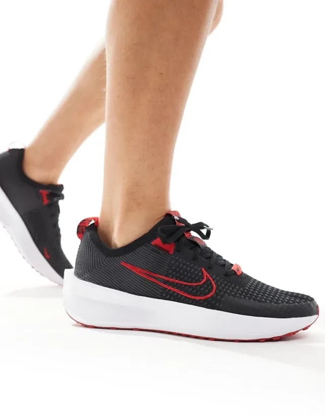 Nike Running Interact Trainers In Black And Red