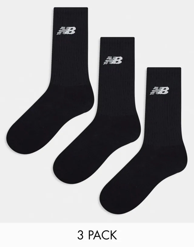 New Balance 3 Pack Everyday Crew Sock - Black - Size 4-6.5 - Black