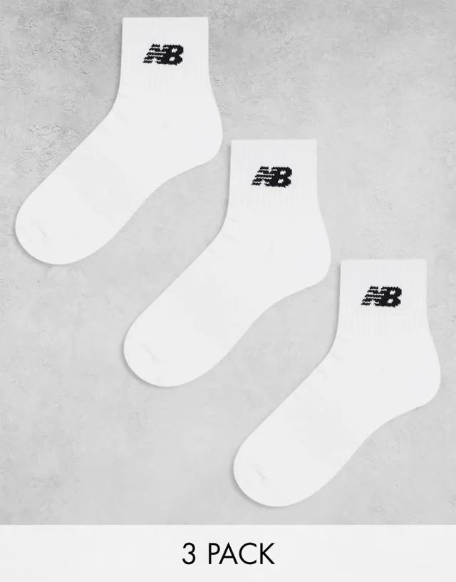 New Balance 3 Pack Everyday Ankle Sock - White - Size 4-6.5 - White