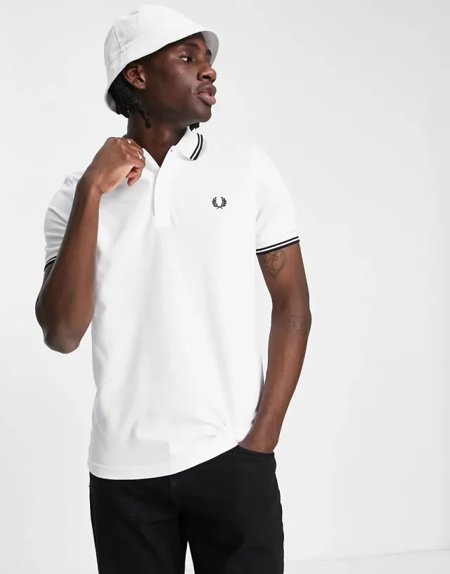 Fred Perry Tipped Polo Shirt In White