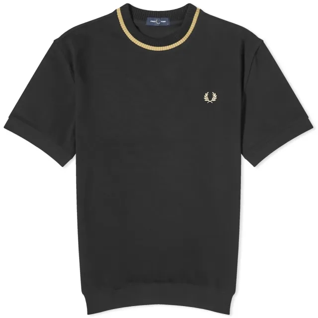 Fred Perry Logo T-Shirt In Black With Gold Detail