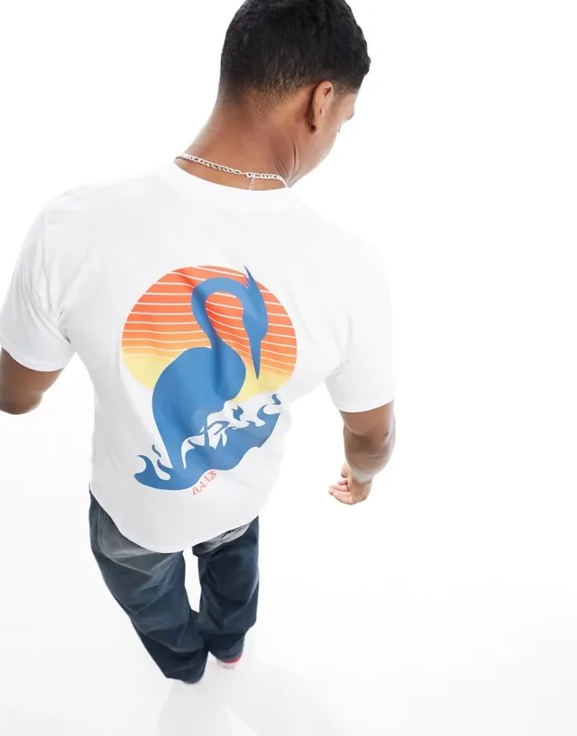 Vans Angry Crane T-Shirt With Back Print In White