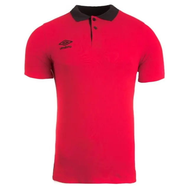 Umbro Contrast Collar Piqué Short Sleeve Polo  - Red