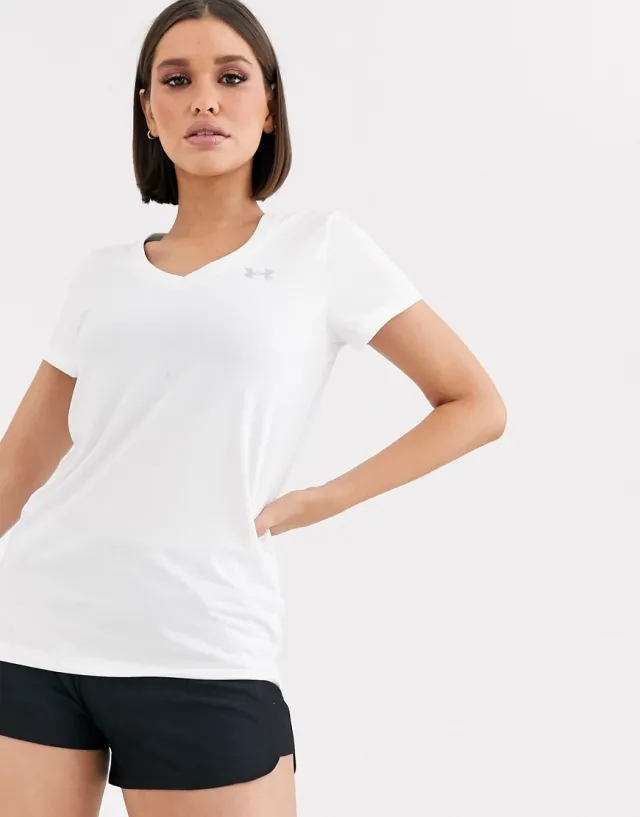 Under Armour Tech Solid T-Shirt Women - White, Silver