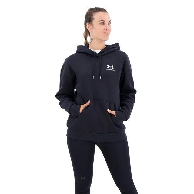Women's  Under Armour  Essential Fleece Hoodie Black / White XXL