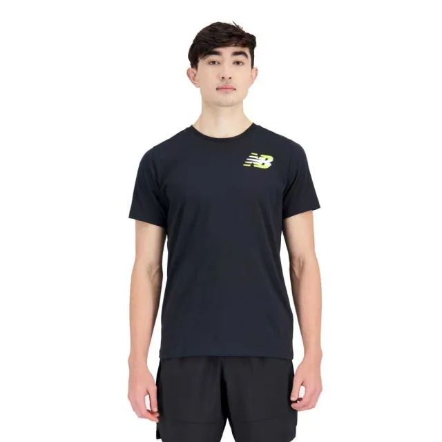 New Balance Graphic Heathertech Short Sleeve T-shirt  - Black