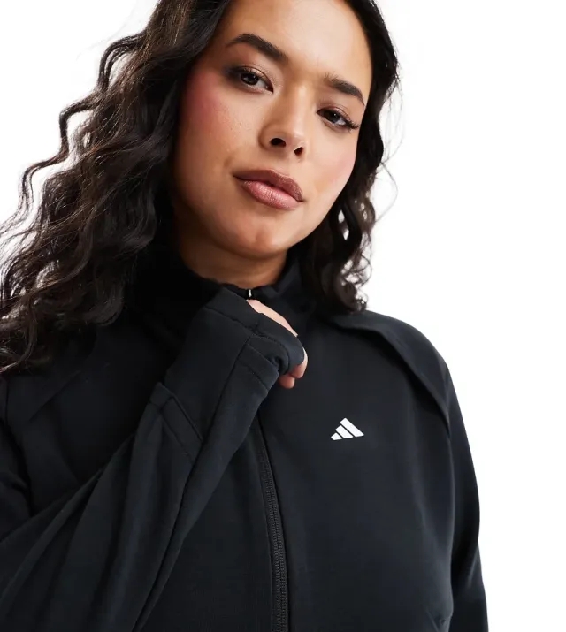 Adidas Training Cover-up Plus Size Jacket  - Black