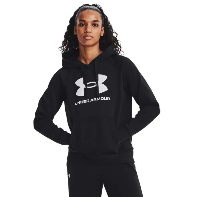 Women's  Under Armour  Rival Fleece Big Logo Hoodie Black / White XS