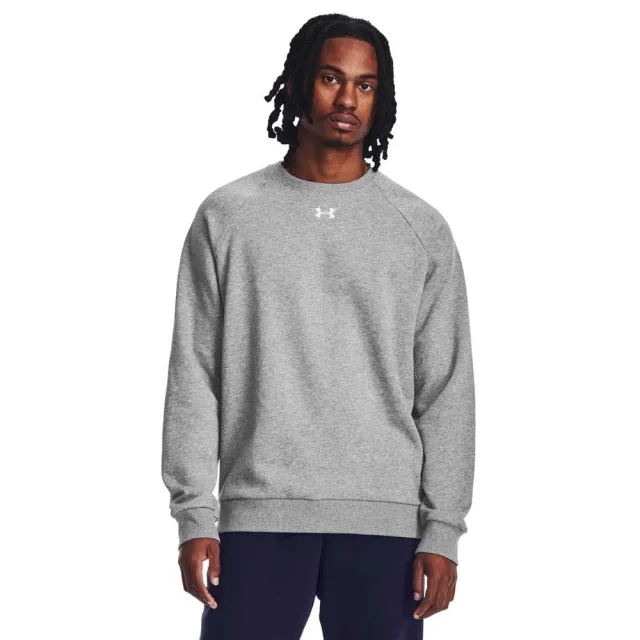 Men's  Under Armour  Rival Fleece Crew Castlerock Light Heather / White L