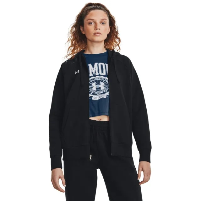 Women's  Under Armour  Rival Fleece Full-Zip Hoodie Black / White XS